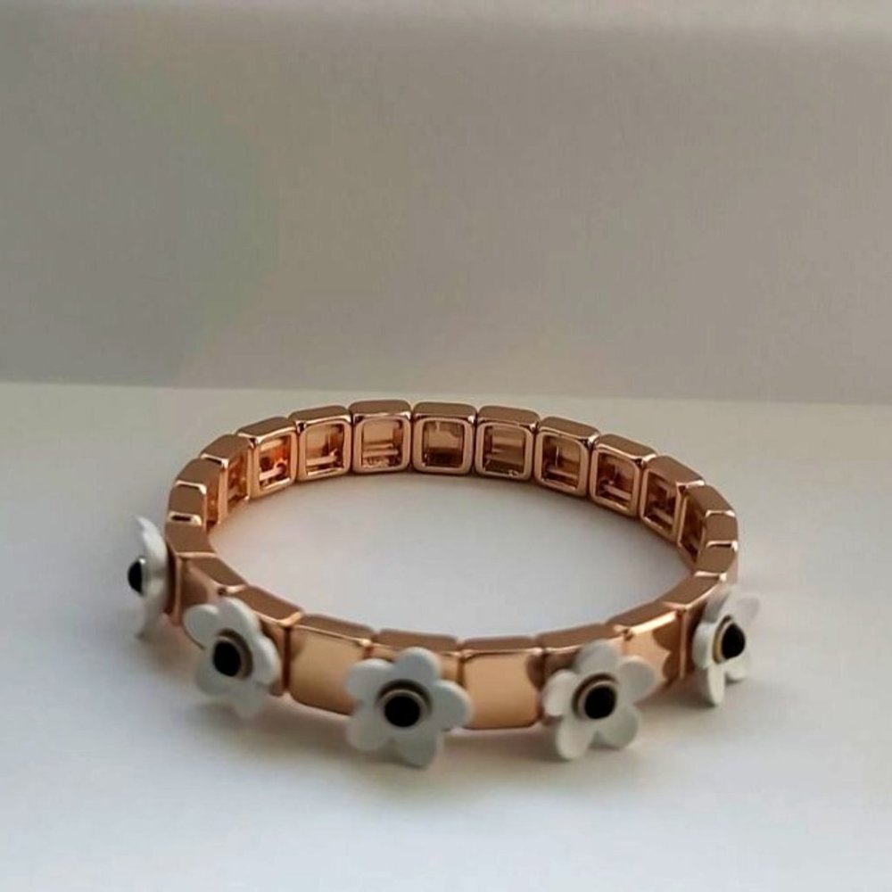 BEN-AMUN Bracelet Gold Plated Flower Stretch Made In USA - Picture 7 of 13